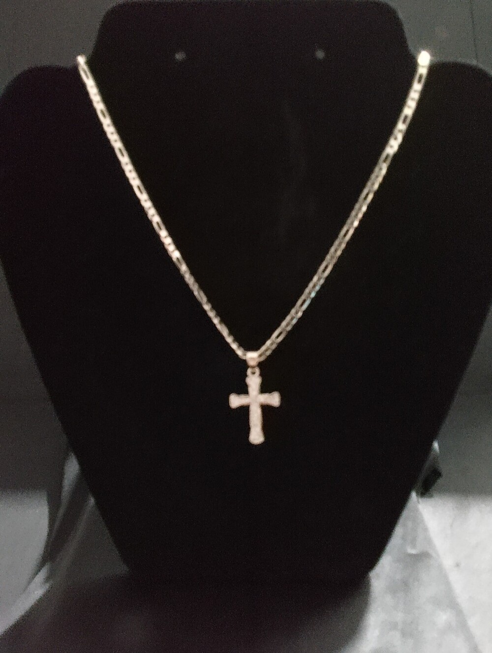 Gold Filled Tiny Stone Cross Necklace 17"